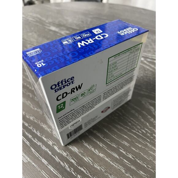 CD-RW (10 Pack) Office Depot 12x 700 MB 80 Min, New and Sealed - Picture 6 of 6
